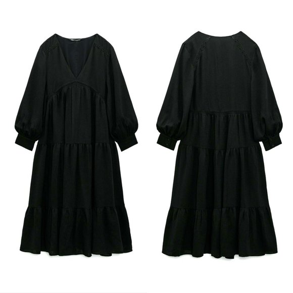 zara black layered dress Zara Black Layered Kids Dress 10 Girl